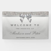 Faux Silver Sequins Bow Diamond Wedding Spandoek (Horizontaal)