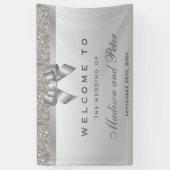 Faux Silver Sequins Bow Diamond Wedding Spandoek (Verticaal)