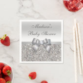 Faux Silver Sequins Bow Gepersonaliseerd Baby show Servet (Insitu)