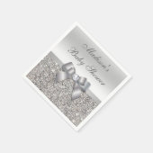 Faux Silver Sequins Bow Gepersonaliseerd Baby show Servet (Hoek)