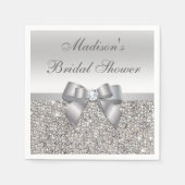 Faux Silver Sequins Bow Gepersonaliseerd Vrijgezel Servet (Voorkant)