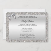 Faux Silver Sequins Bow Girls Afstuderen Foto Kaart (Achterkant)