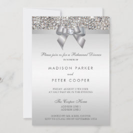 Faux Silver Sequins Bow repetitie diner Kaart