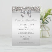 Faux Silver Sequins Bow repetitie diner Kaart (Staand voorkant)