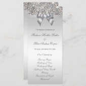 Faux Silver Sequins Bow Wedding Programma Programmakaart (Voorkant / Achterkant)