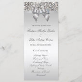 Faux Silver Sequins Bow Wedding Programma Programmakaart (Voorkant)