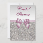 Faux Silver Sequins Burgandy Bow Vrijgezellenfeest Kaart (Voorkant)