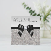 Faux Silver Sequins Chic Black Bow Vrijgezellenfee Kaart (Staand voorkant)