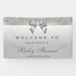 Faux Silver Sequins Diamond Bow Baby shower Spandoek