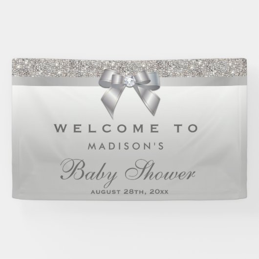 Faux Silver Sequins Diamond Bow Baby shower Spandoek (Horizontaal)