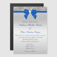 Faux Silver Sequins Diamonds Cobalt Blue Wedding