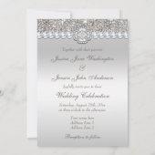Faux Silver Sequins en Diamond Afbeeldingen Weddin Kaart (Achterkant)