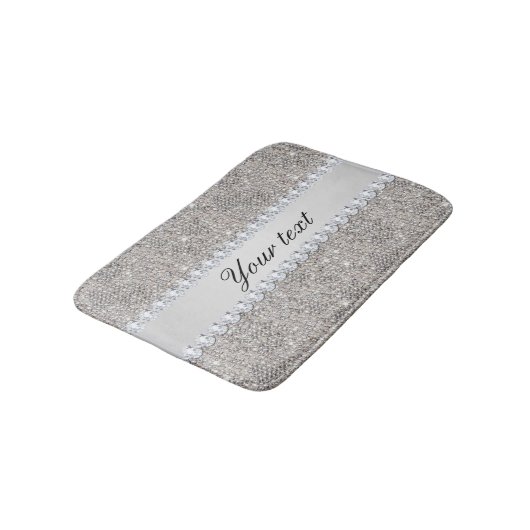 Faux Silver Sequins en Diamonds Badmat (Gekanteld)