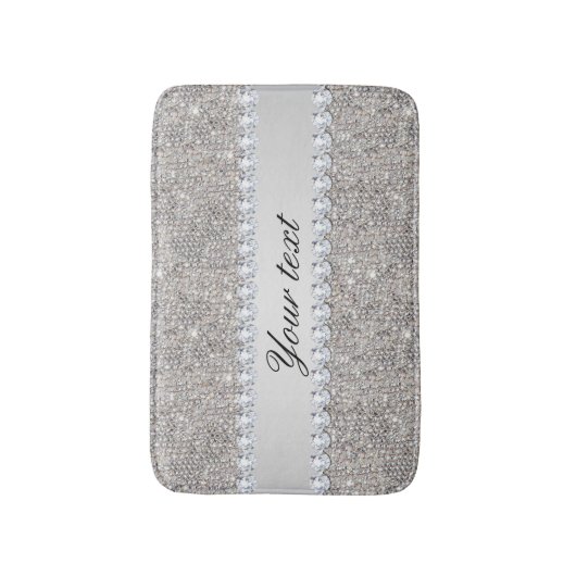 Faux Silver Sequins en Diamonds Badmat (Voorkant Verticaal)