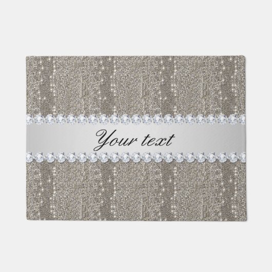 Faux Silver Sequins en Diamonds Deurmat (Voorkant)