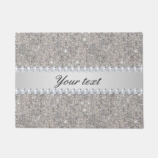 Faux Silver Sequins en Diamonds Deurmat (Voorkant)