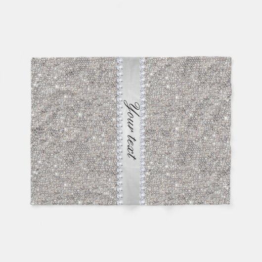 Faux Silver Sequins en Diamonds Fleece Deken (Voorkant (Horizontaal))