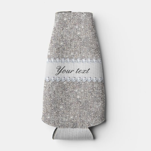 Faux Silver Sequins en Diamonds Flesjeskoeler (Voorkant)