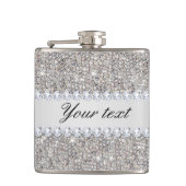 Faux Silver Sequins en Diamonds Heupfles (Voorkant)