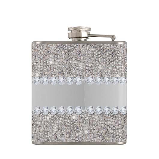 Faux Silver Sequins en Diamonds Heupfles (Achterkant)