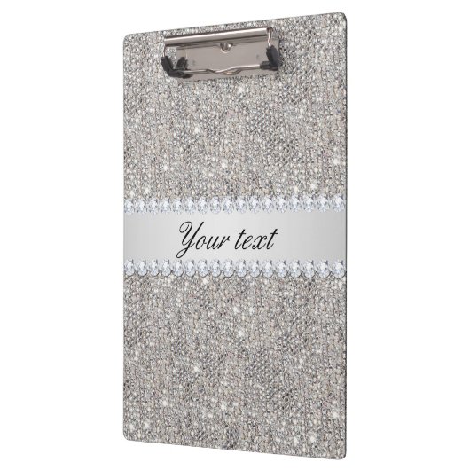 Faux Silver Sequins en Diamonds Klembord (Links)