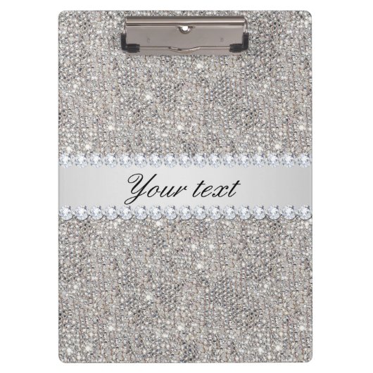 Faux Silver Sequins en Diamonds Klembord (Voorkant)