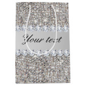 Faux Silver Sequins en Diamonds Medium Cadeauzakje (Voorkant)