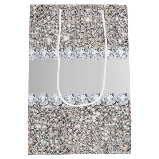 Faux Silver Sequins en Diamonds Medium Cadeauzakje (Achterkant)