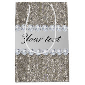 Faux Silver Sequins en Diamonds Medium Cadeauzakje (Voorkant)