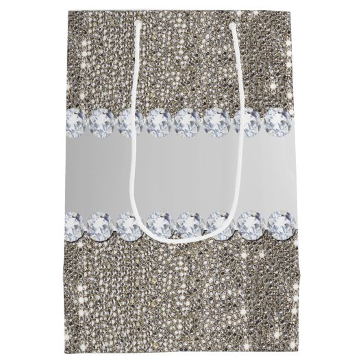 Faux Silver Sequins en Diamonds Medium Cadeauzakje (Achterkant)