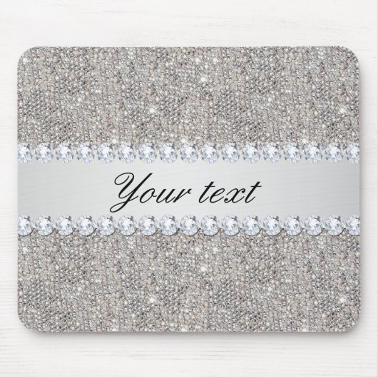 Faux Silver Sequins en Diamonds Muismat (Voorkant)