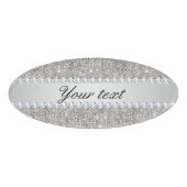 Faux Silver Sequins en Diamonds Naambadge (Voorkant)