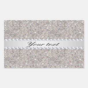 Faux Silver Sequins en Diamonds Rechthoekige Sticker