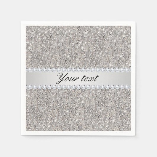 Faux Silver Sequins en Diamonds Servet (Voorkant)