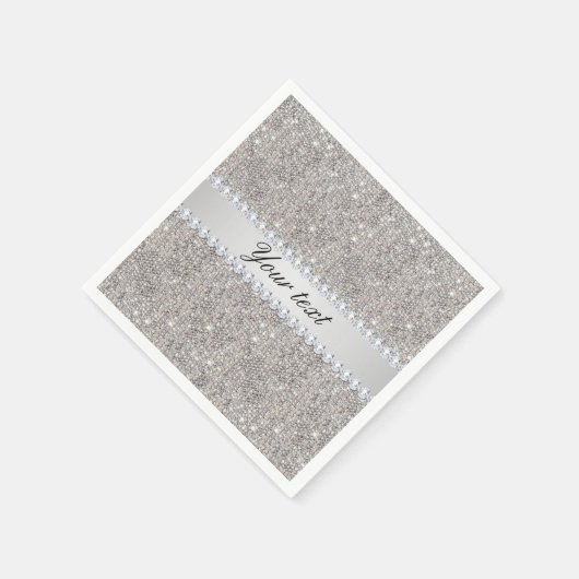 Faux Silver Sequins en Diamonds Servet (Hoek)