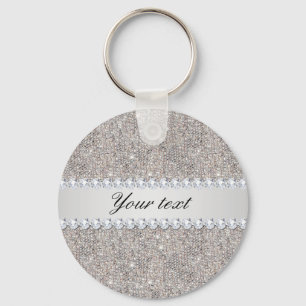 Faux Silver Sequins en Diamonds Sleutelhanger