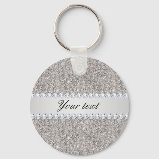 Faux Silver Sequins en Diamonds Sleutelhanger (Voorkant)