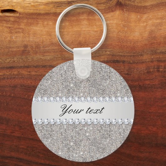 Faux Silver Sequins en Diamonds Sleutelhanger (Voorkant)