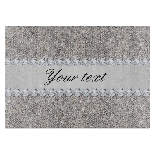 Faux Silver Sequins en Diamonds Snijplank (Voorkant)