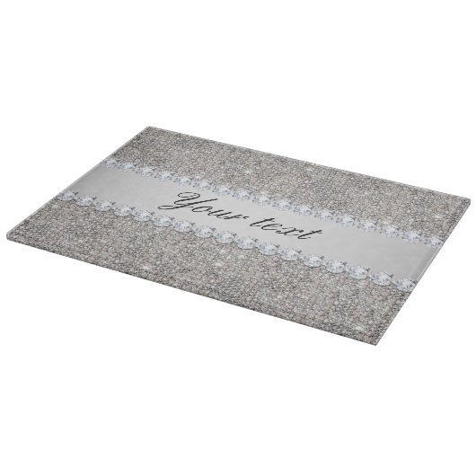 Faux Silver Sequins en Diamonds Snijplank (Hoek)