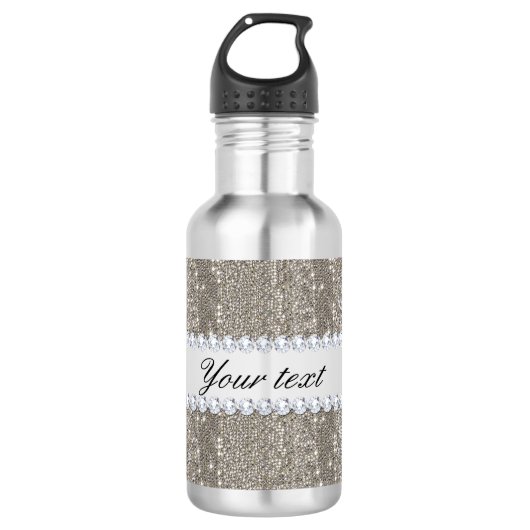 Faux Silver Sequins en Diamonds Waterfles (Voorkant)