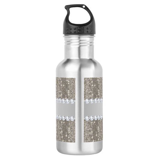 Faux Silver Sequins en Diamonds Waterfles (Achterkant)