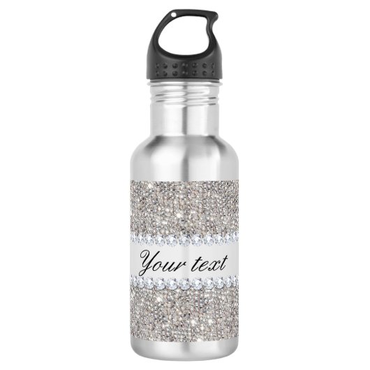 Faux Silver Sequins en Diamonds Waterfles (Voorkant)