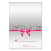 Faux Silver Sequins Hot Pink Bow Place Card Kaart (Voorkant)
