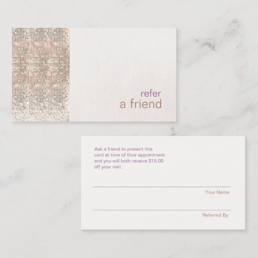 Faux Silver Sequins klantverwijzingssalon Aanbevelingskaartje (Voorkant / Achterkant)