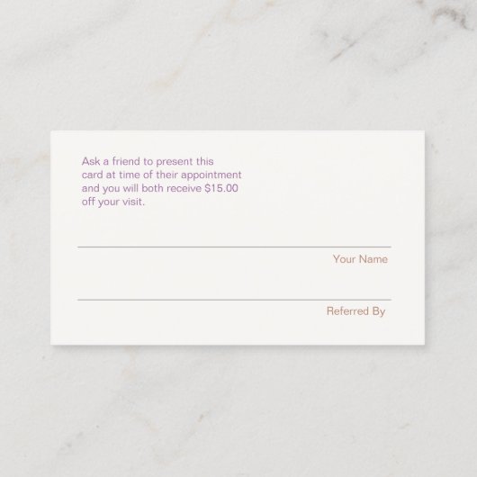 Faux Silver Sequins klantverwijzingssalon Aanbevelingskaartje (Achterkant)