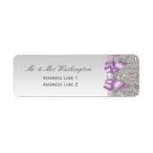 Faux Silver Sequins Lila Boog en Diamant Etiket (Voorkant)