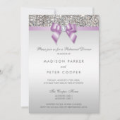 Faux Silver Sequins Lila Bow repetitie diner Kaart (Voorkant)