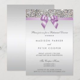 Faux Silver Sequins Lila Bow repetitie diner Kaart