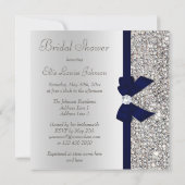Faux Silver Sequins Navy Blue Bow Vrijgezellenfees Kaart (Achterkant)